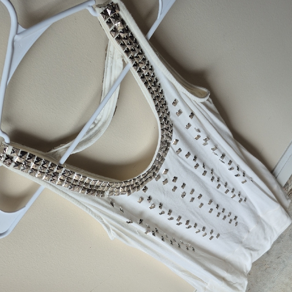 Studded White Tank Top